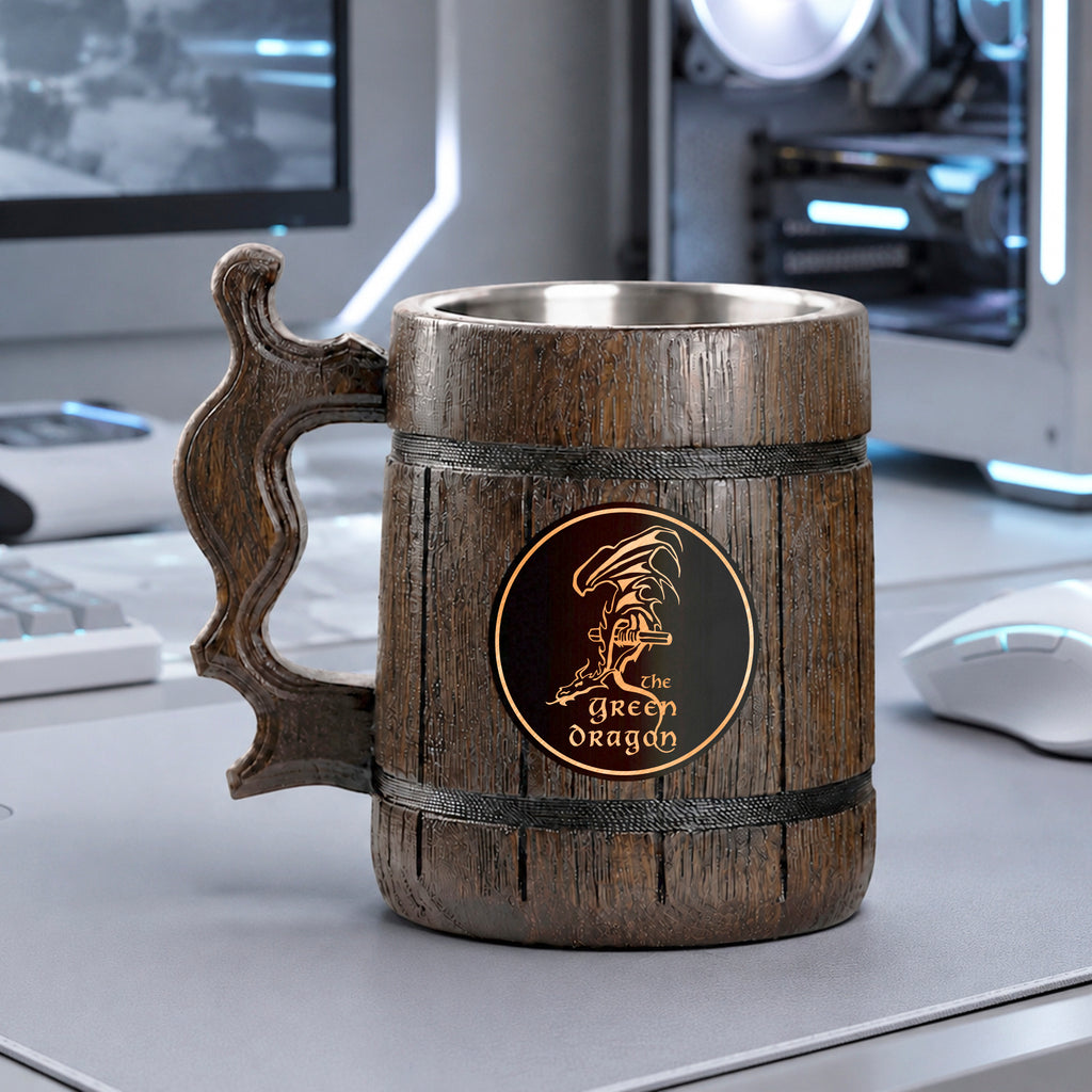 Prancing Pony Wooden Beer Mug, Engraved Tankard, Fantasy Tavern Stein, Custom Beer Gift for Gamer