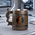Green Dragon Wooden Beer Mug, Engraved Beer Stein, Fantasy Tavern Tankard, Custom Gift for Beer Lover