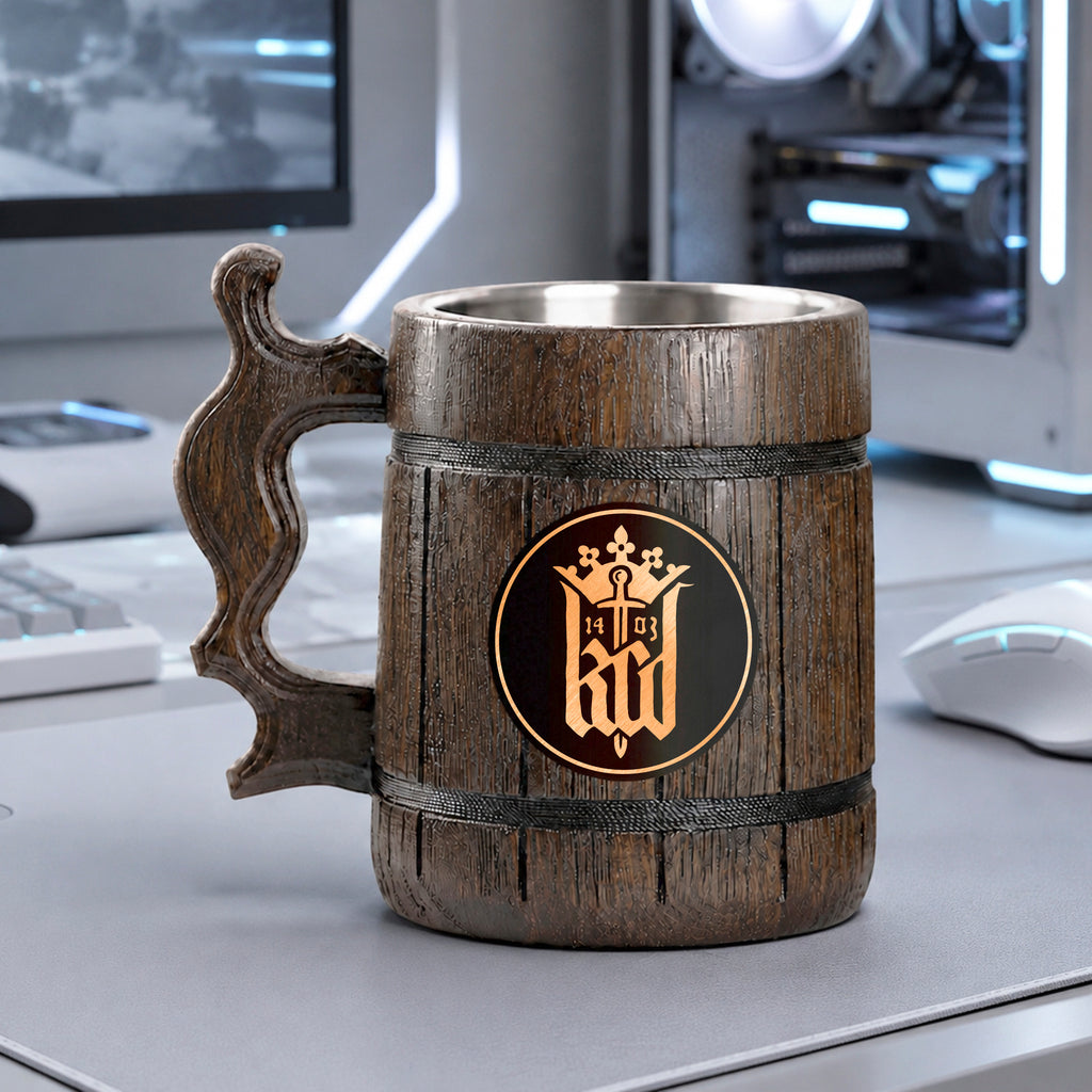 Prancing Pony Wooden Beer Mug, Engraved Tankard, Fantasy Tavern Stein, Custom Beer Gift for Gamer