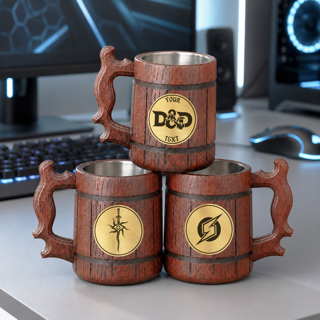 Prancing Pony Wooden Beer Mug, Engraved Tankard, Fantasy Tavern Stein, Custom Beer Gift for Gamer