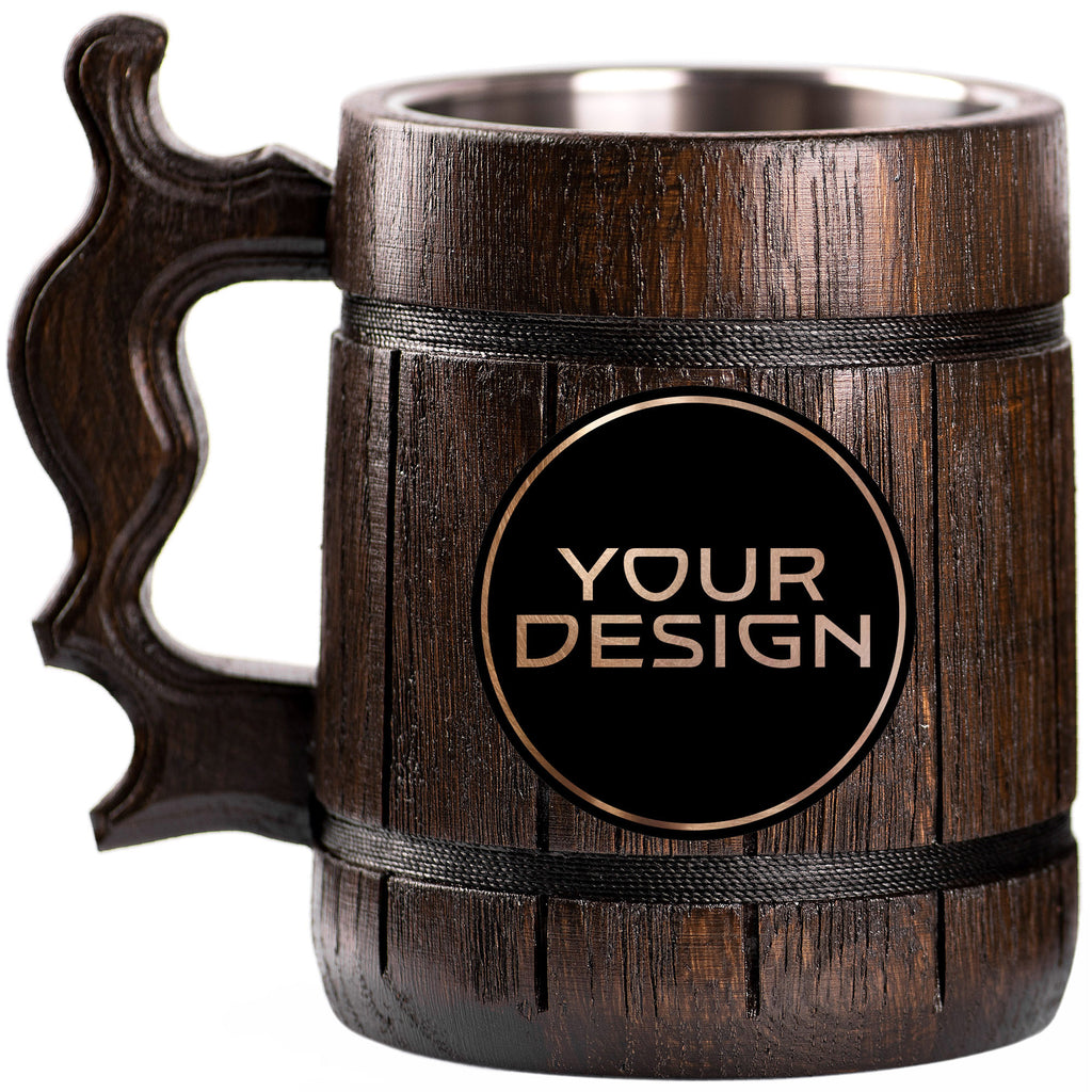 Wooden Beer Mug With Custom Design