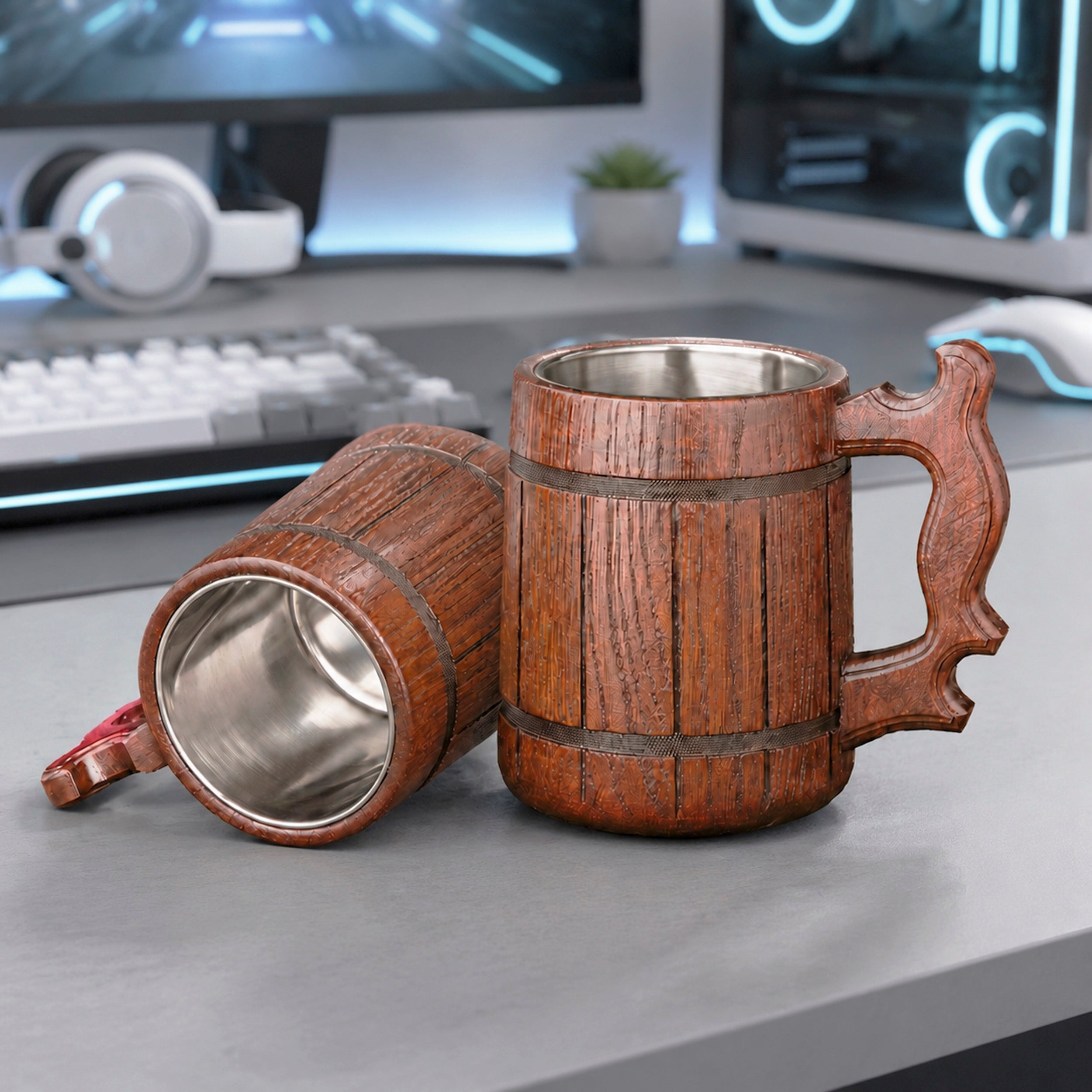 Prancing Pony Wooden Beer Mug, Engraved Tankard, Fantasy Tavern Stein, Custom Beer Gift for Gamer
