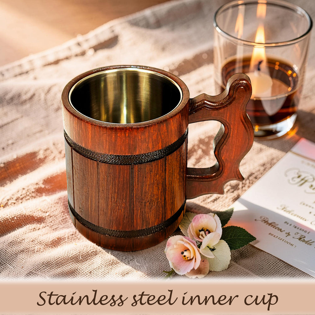 Personalized Red Oak Beer Mug, Groomsmen Gift, Best Man Wedding Stein