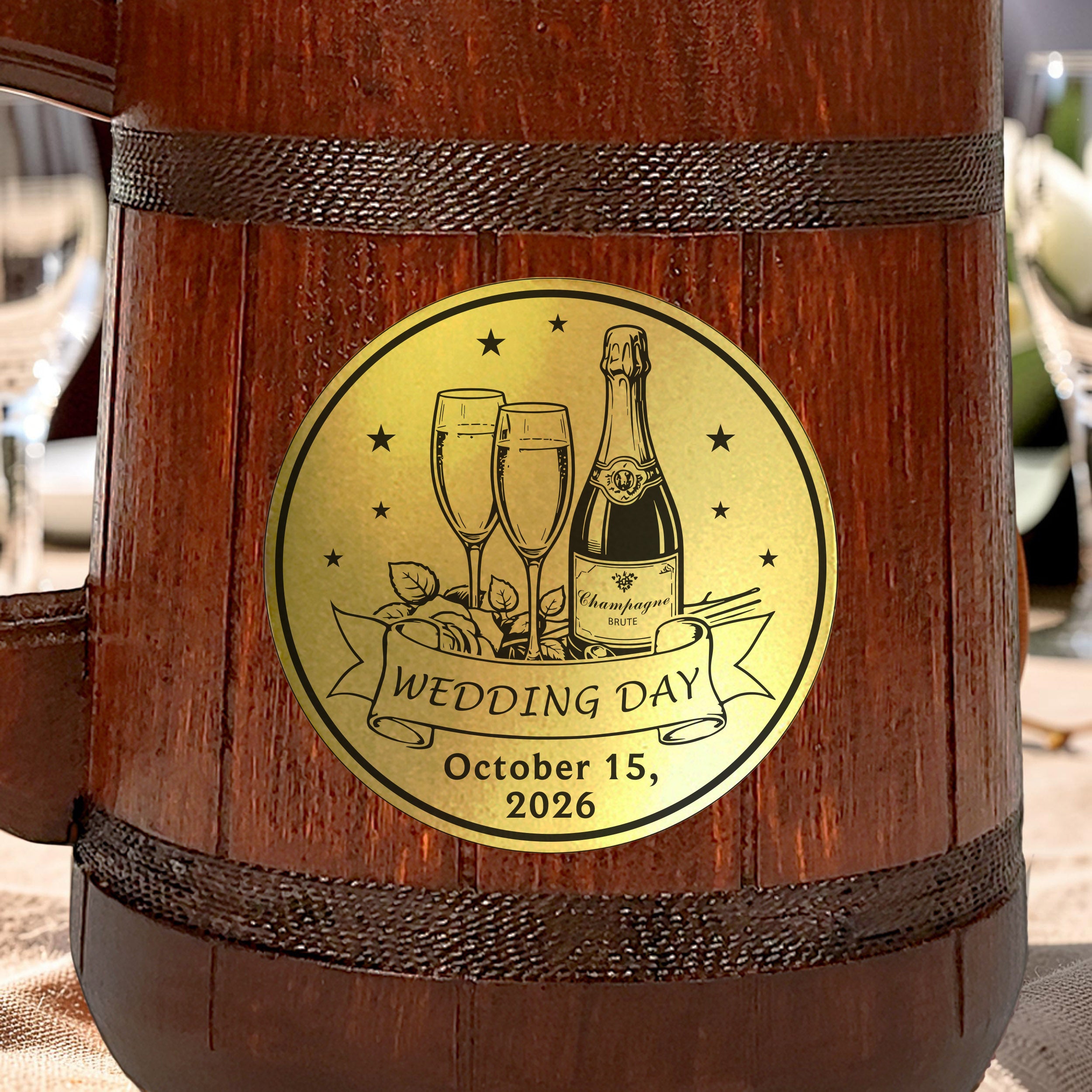 Personalized Red Oak Beer Mug, Groomsmen Gift, Best Man Wedding Stein