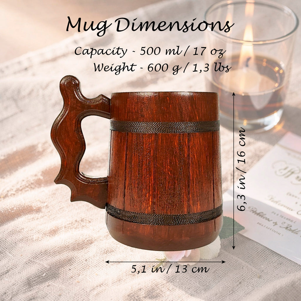 Personalized Red Oak Beer Mug, Groomsmen Gift, Best Man Wedding Stein