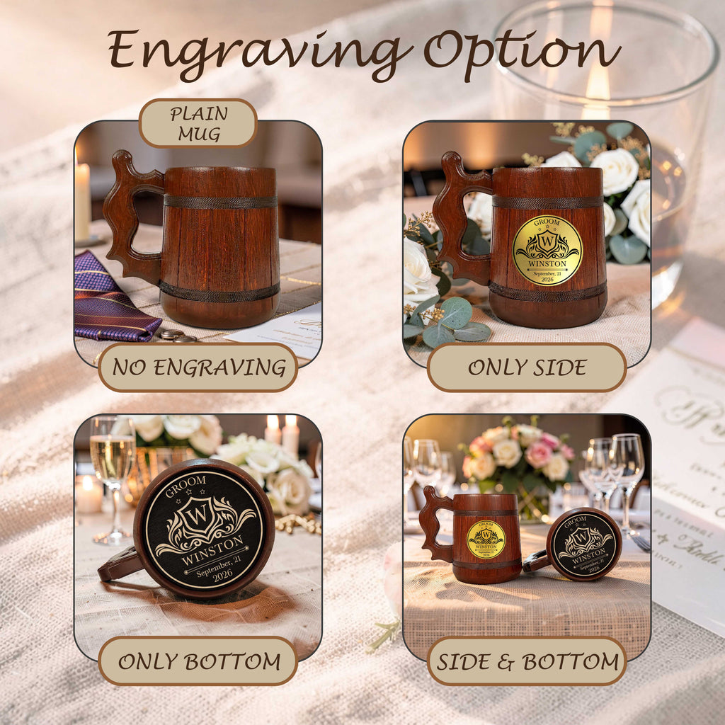 Personalized Red Oak Beer Mug, Groomsmen Gift, Best Man Wedding Stein
