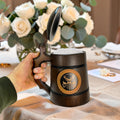 Handmade Oak Beer Mug with Lid, Custom Name Engraving, Best Man & Groom Gift