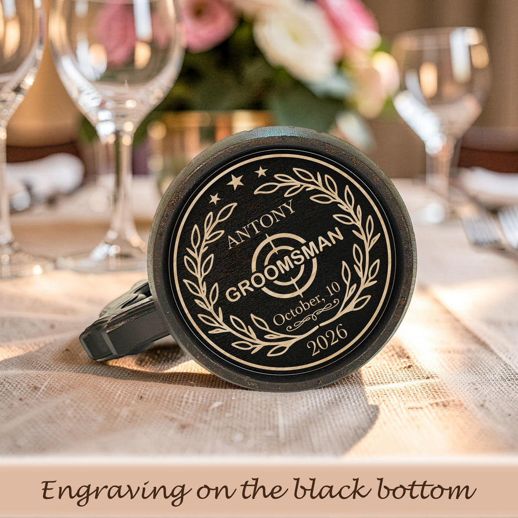 Custom Engraved Wooden Beer Mug, Groomsman Gift, Best Man Present, Bachelor Party