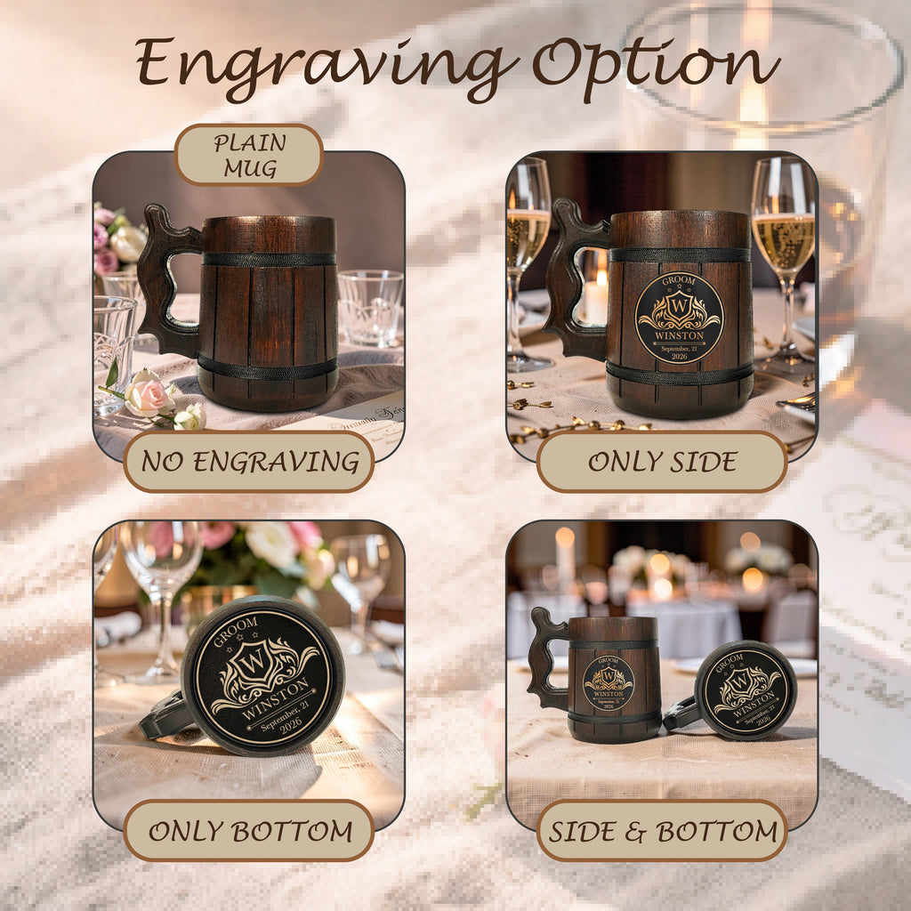 Custom Engraved Wooden Beer Mug, Groomsman Gift, Best Man Present, Bachelor Party