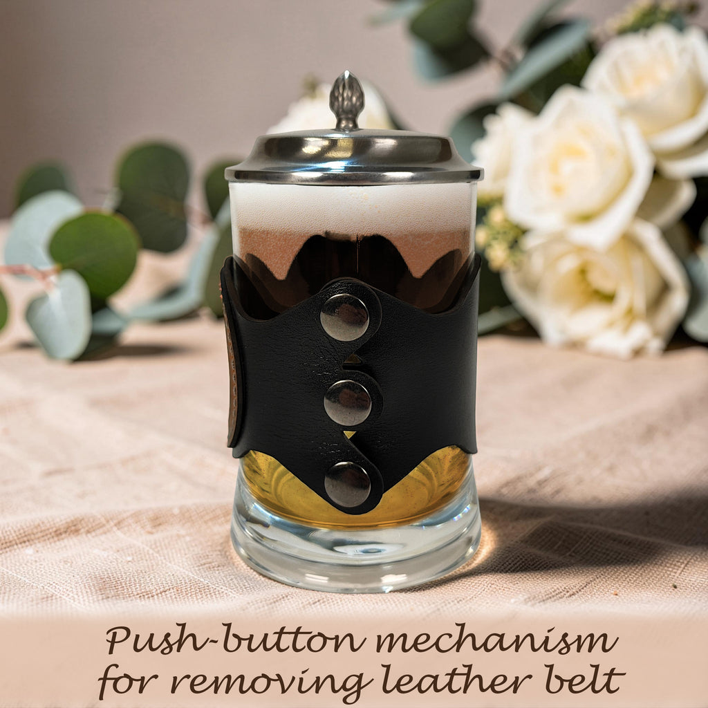 Personalized Beer Stein with Lid 17oz, Engraved Groomsmen Gift, Wedding Mug for Groom