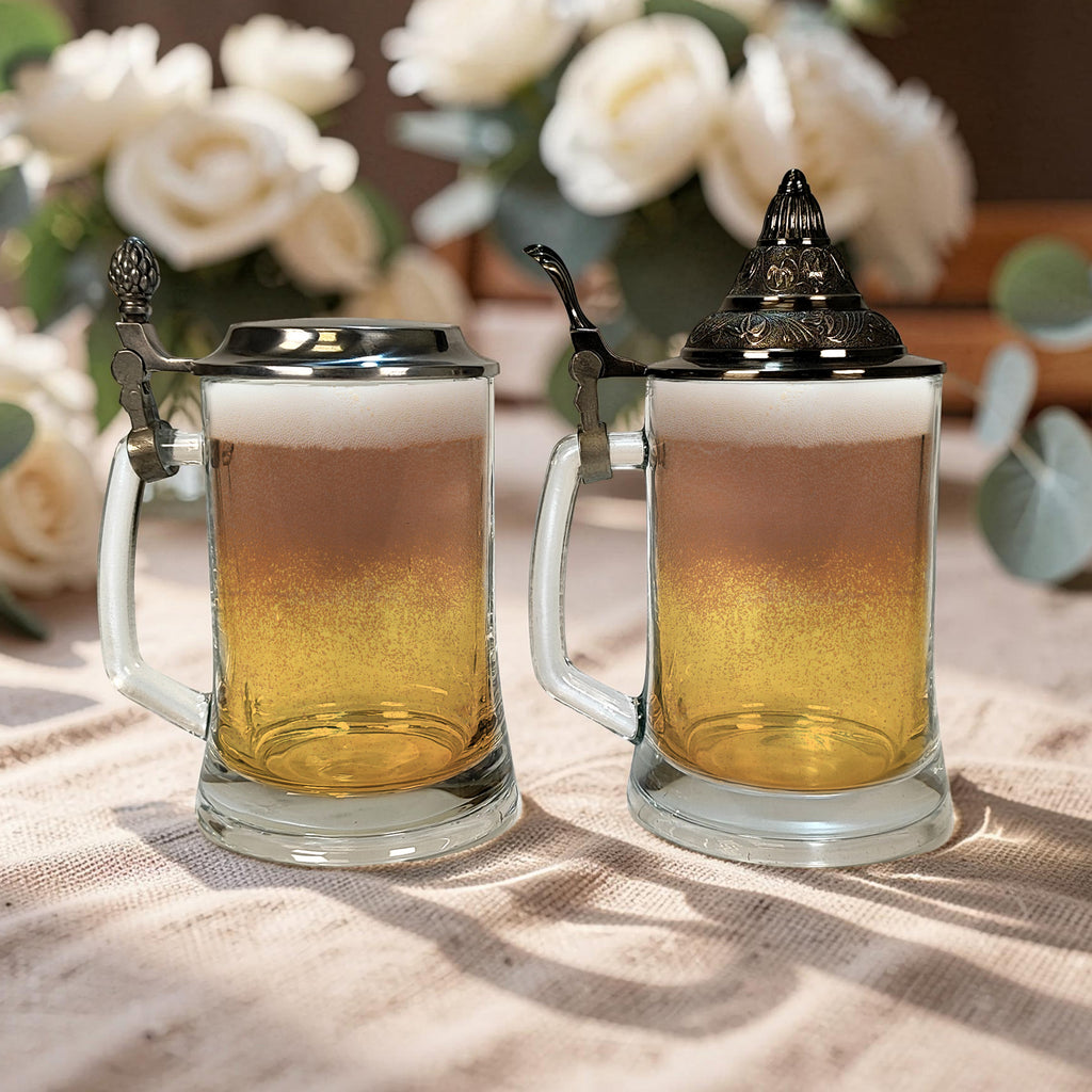 Personalized Beer Stein with Lid 17oz, Engraved Groomsmen Gift, Wedding Mug for Groom