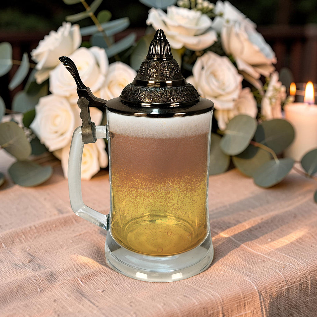 Personalized Beer Stein with Lid 17oz, Engraved Groomsmen Gift, Wedding Mug for Groom