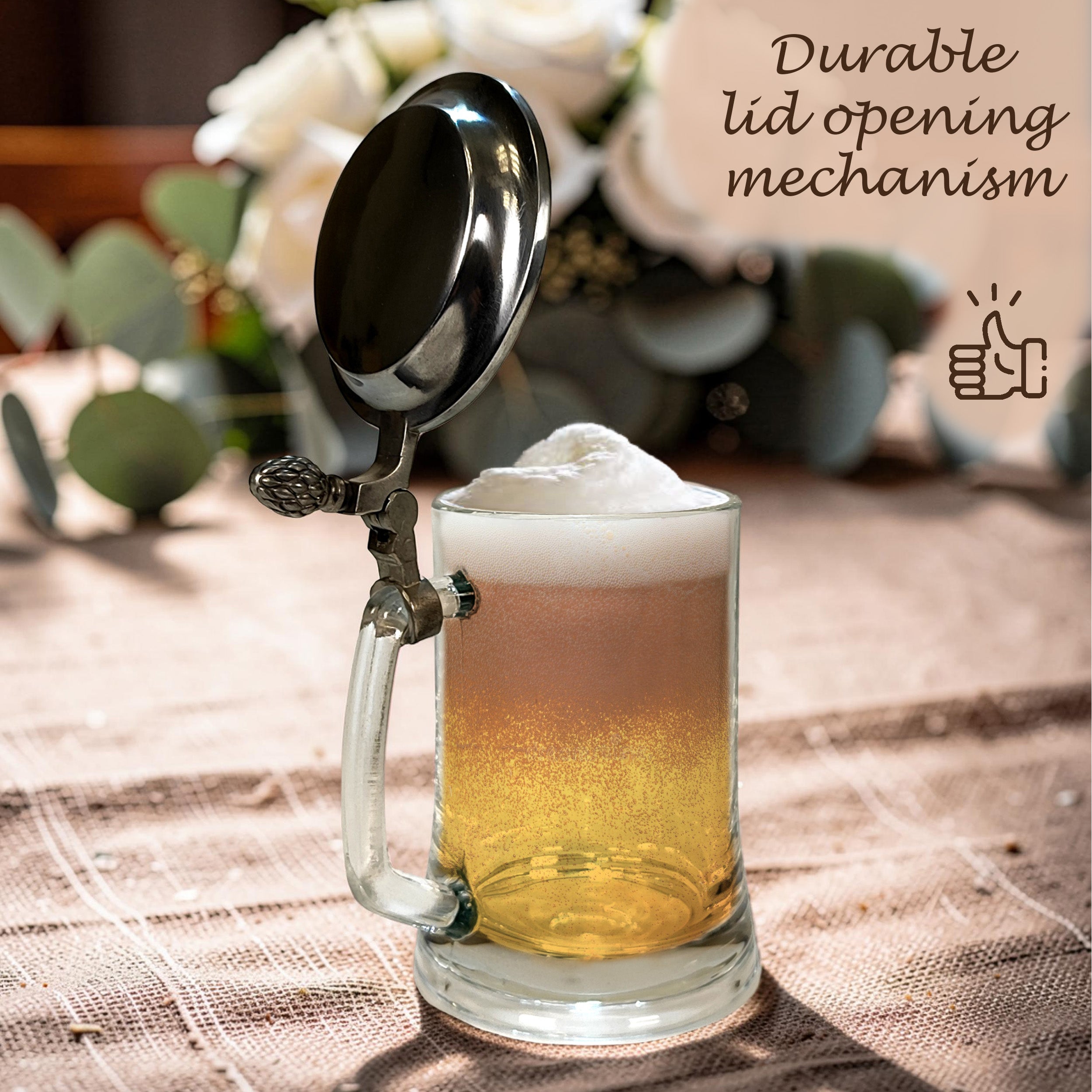 Personalized Beer Stein with Lid 17oz, Engraved Groomsmen Gift, Wedding Mug for Groom