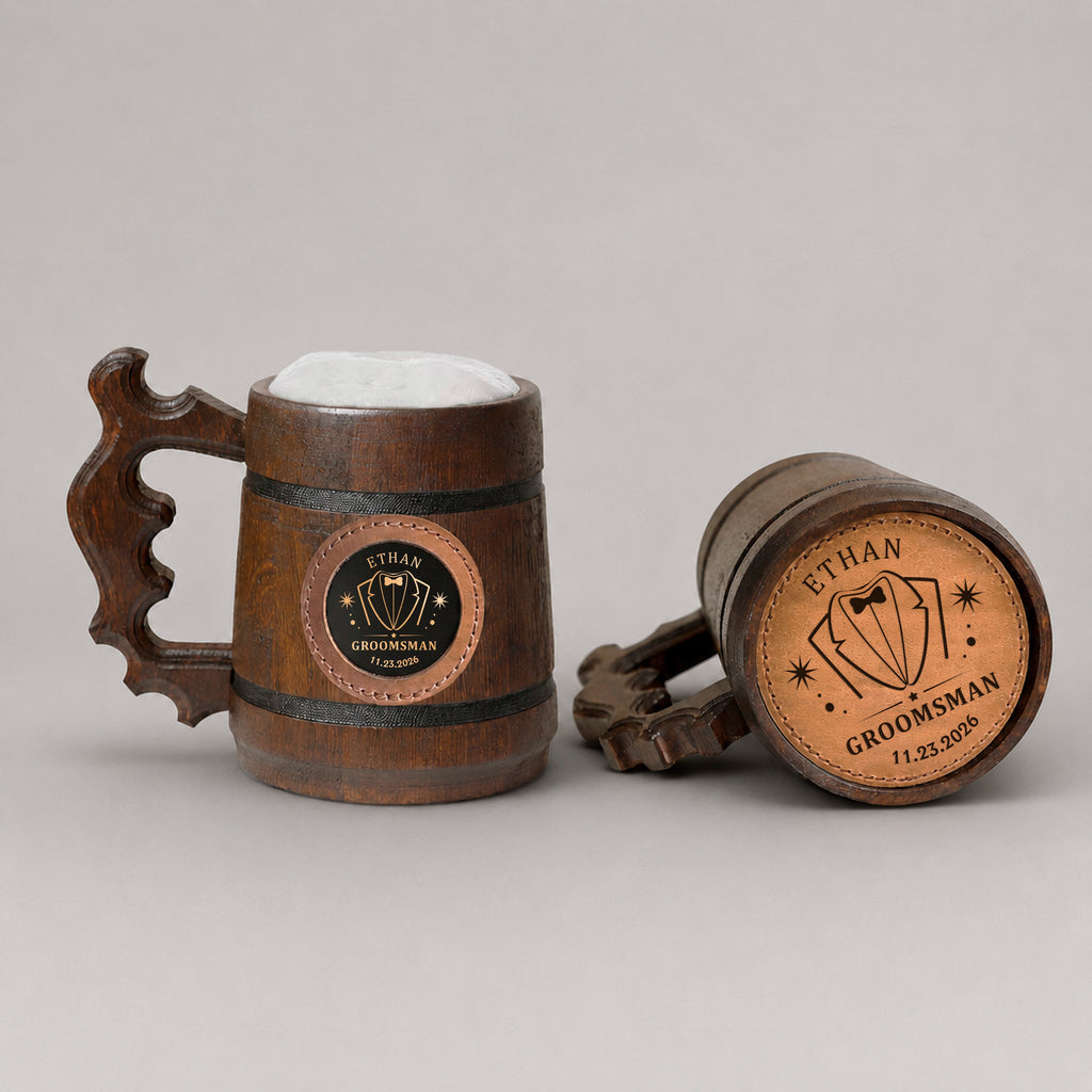 Groomsmen Mug, Wooden Tankard, Custom Beer Mug, Beer Stein, Handmade Mug for Wedding Favors