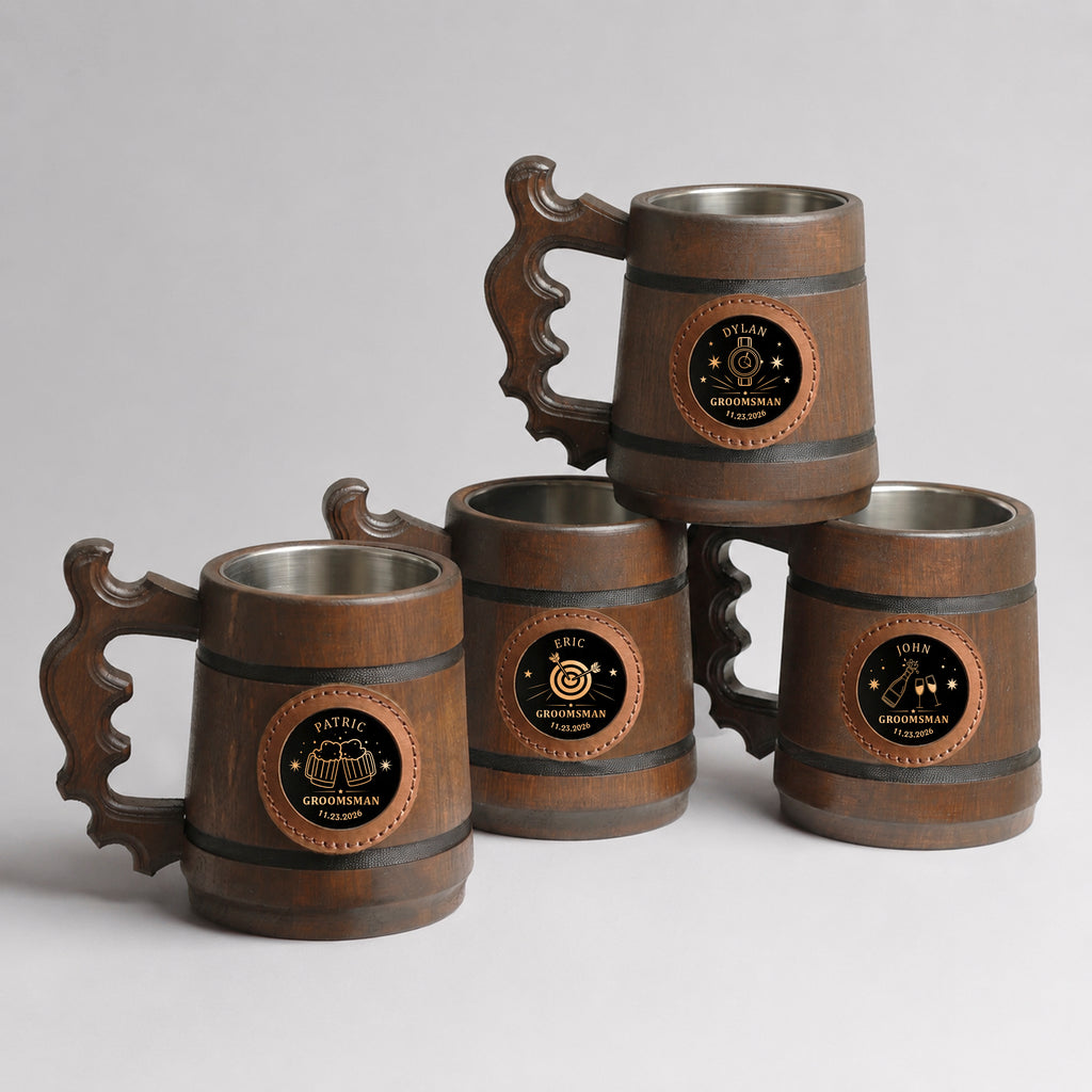 Groomsmen Mug, Wooden Tankard, Custom Beer Mug, Beer Stein, Handmade Mug for Wedding Favors