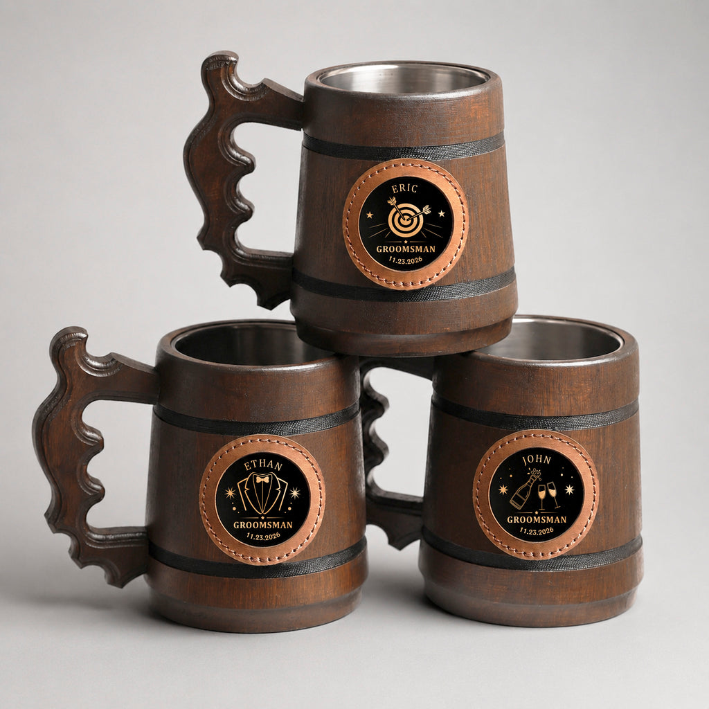 Groomsmen Mug, Wooden Tankard, Custom Beer Mug, Beer Stein, Handmade Mug for Wedding Favors