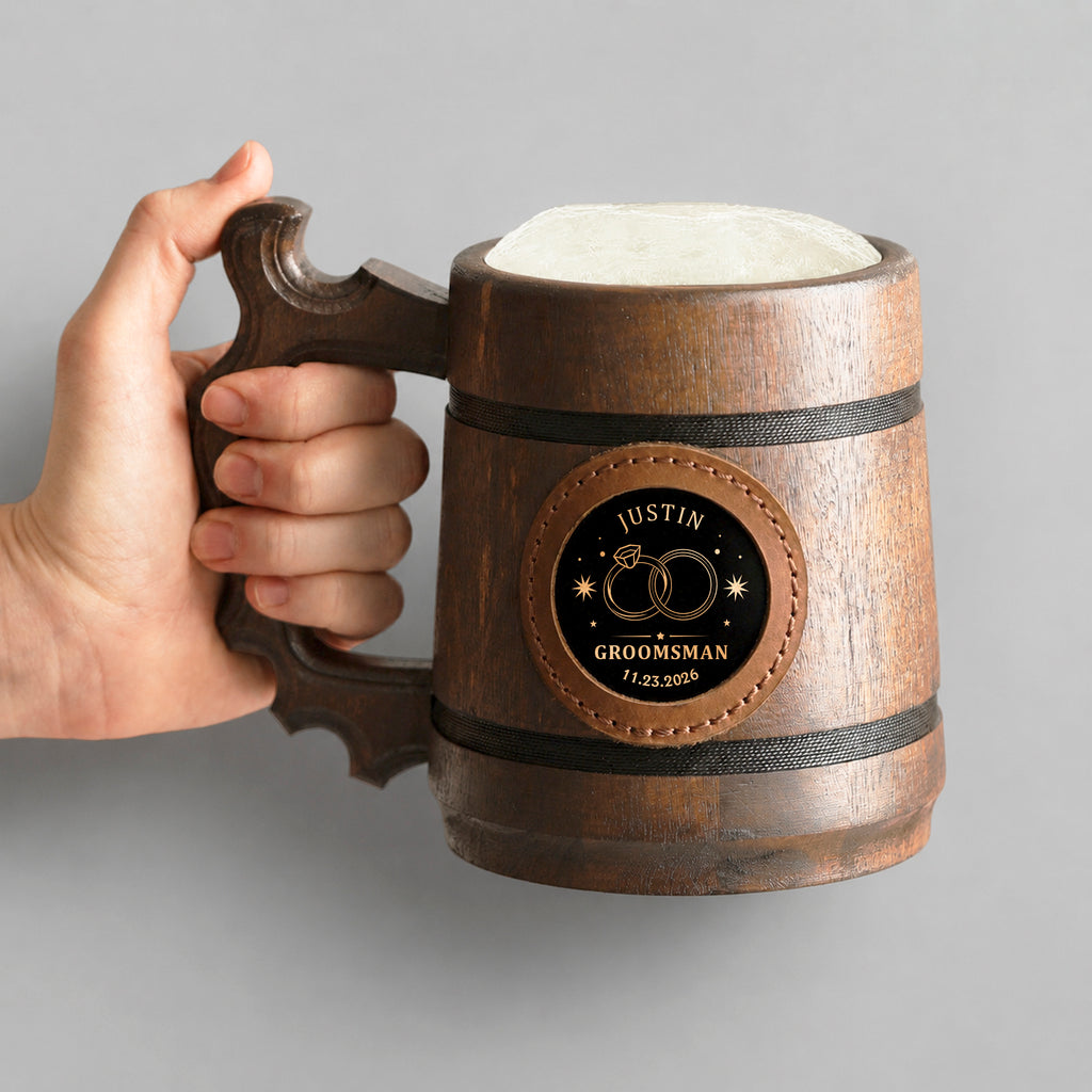 Groomsmen Mug, Wooden Tankard, Custom Beer Mug, Beer Stein, Handmade Mug for Wedding Favors