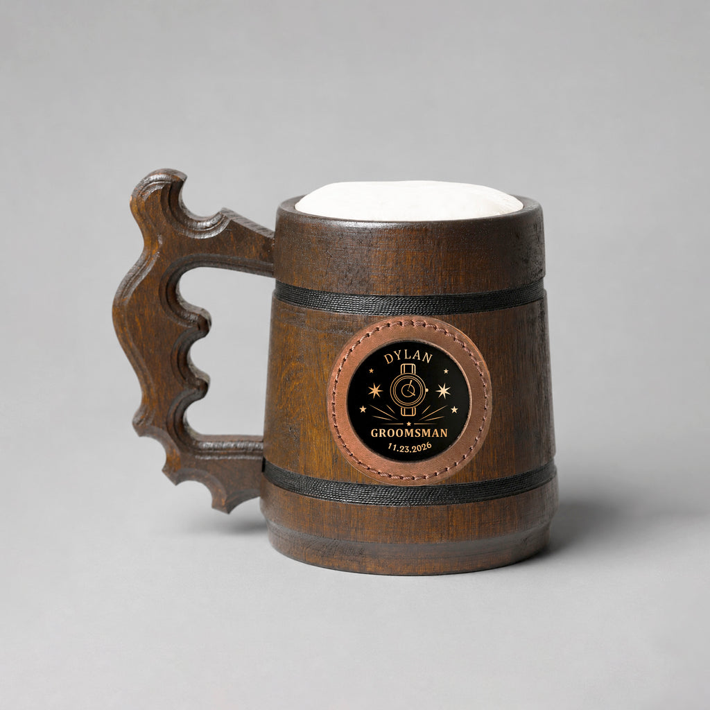 Groomsmen Mug, Wooden Tankard, Custom Beer Mug, Beer Stein, Handmade Mug for Wedding Favors