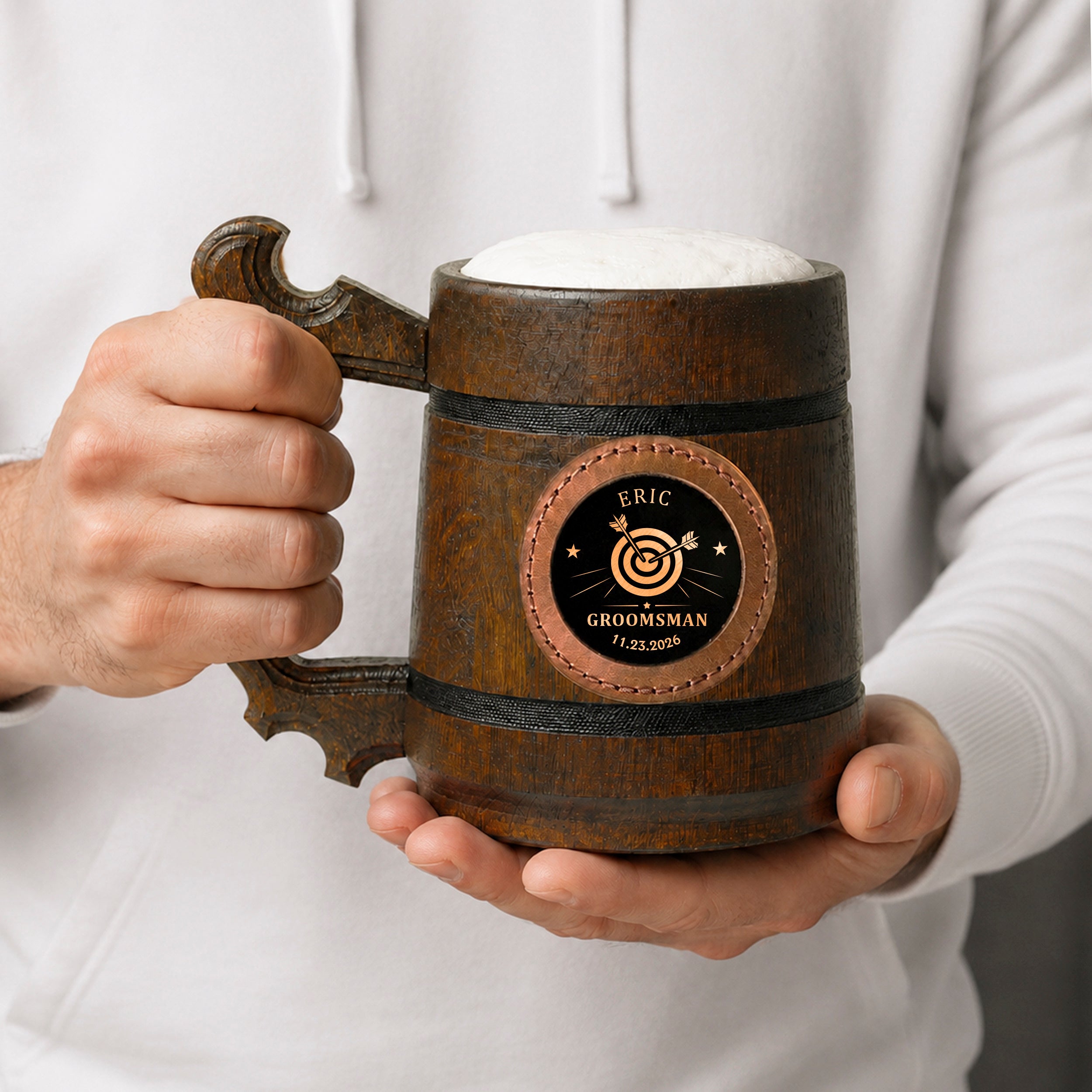 Groomsmen Mug, Wooden Tankard, Custom Beer Mug, Beer Stein, Handmade Mug for Wedding Favors