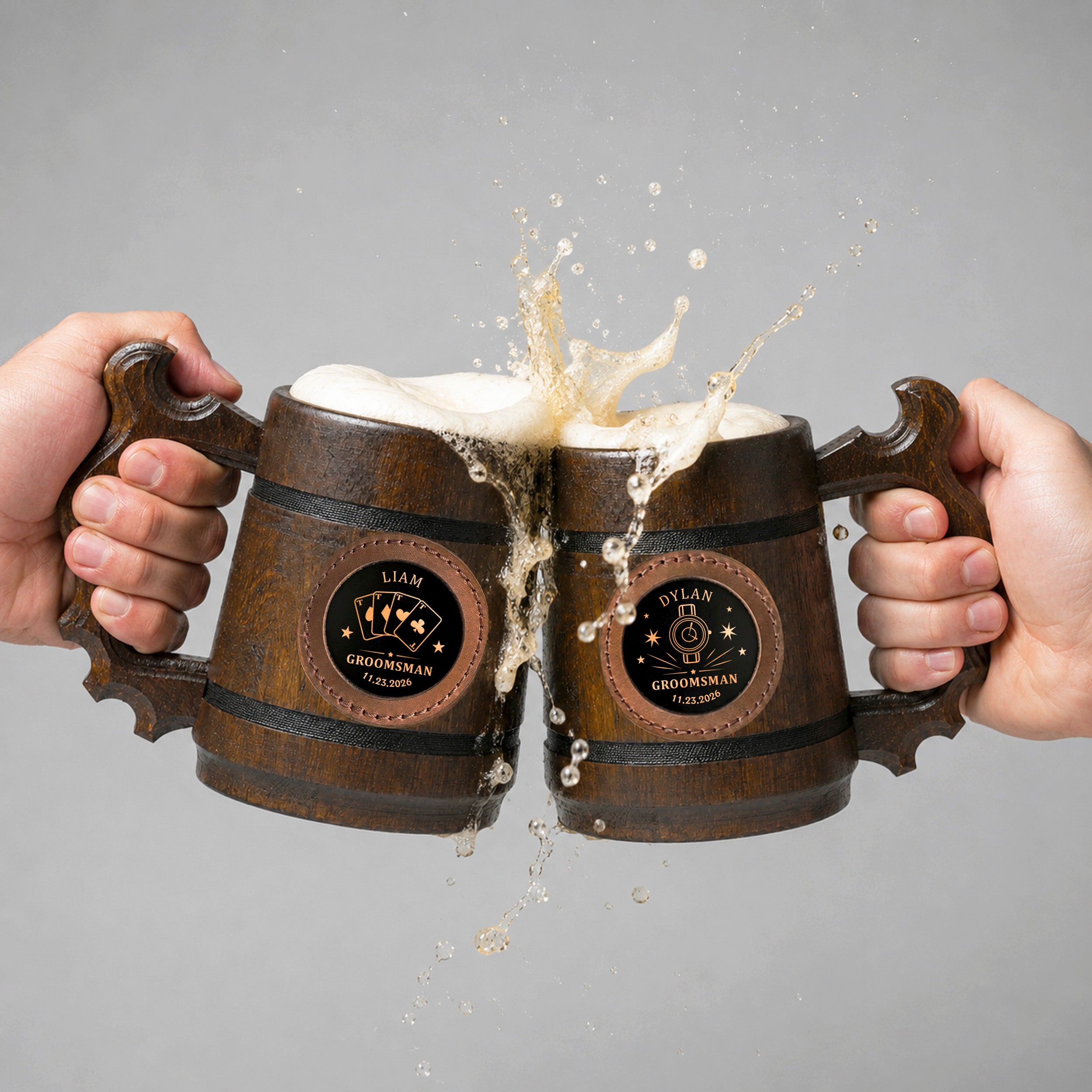 Groomsmen Mug, Wooden Tankard, Custom Beer Mug, Beer Stein, Handmade Mug for Wedding Favors