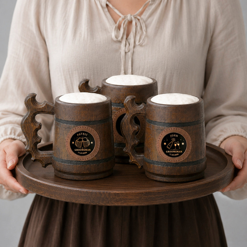 Groomsmen Mug, Wooden Tankard, Custom Beer Mug, Beer Stein, Handmade Mug for Wedding Favors