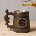 Custom Groomsmen Beer Stein, Engraved Wooden Mug, Handmade Wedding Party Tankard, Gift Beer Mugs for Best Man (500 ml)