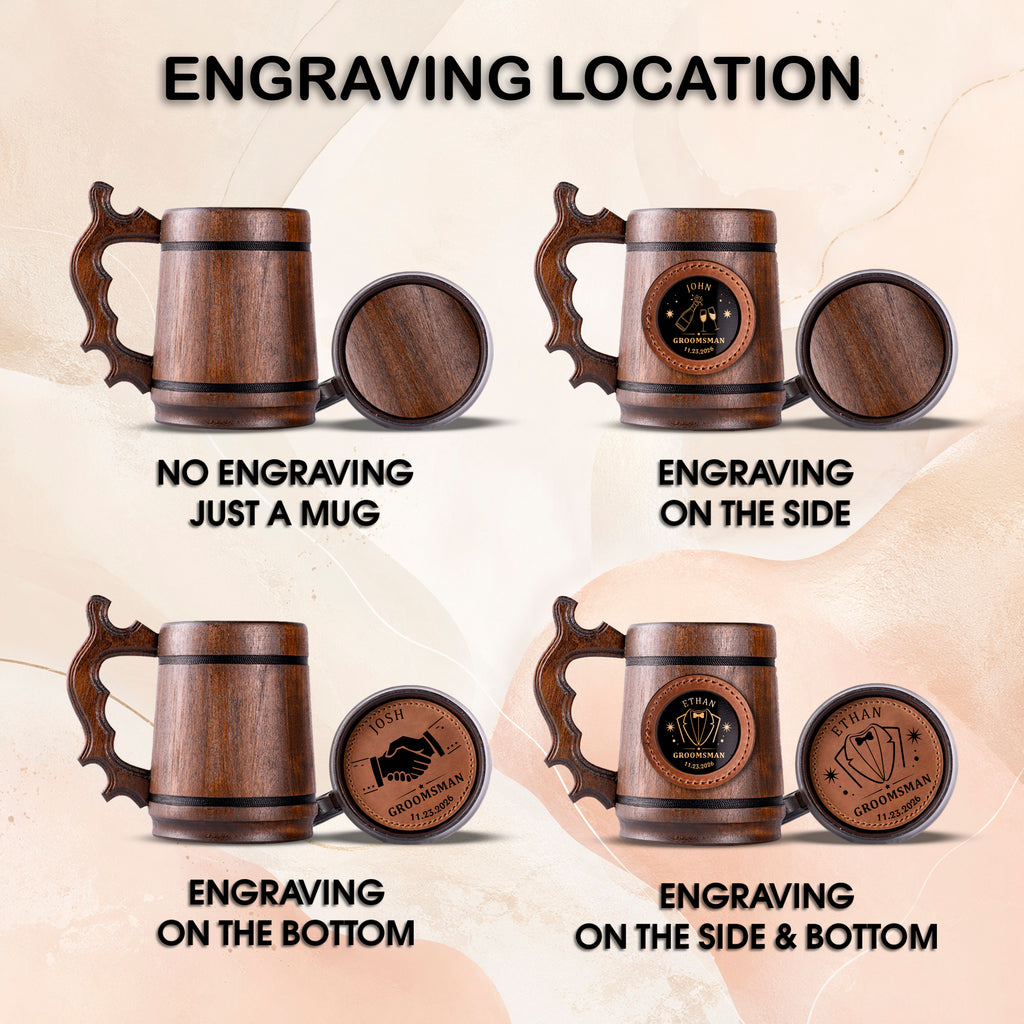 Groomsmen Mug, Wooden Tankard, Custom Beer Mug, Beer Stein, Handmade Mug for Wedding Favors