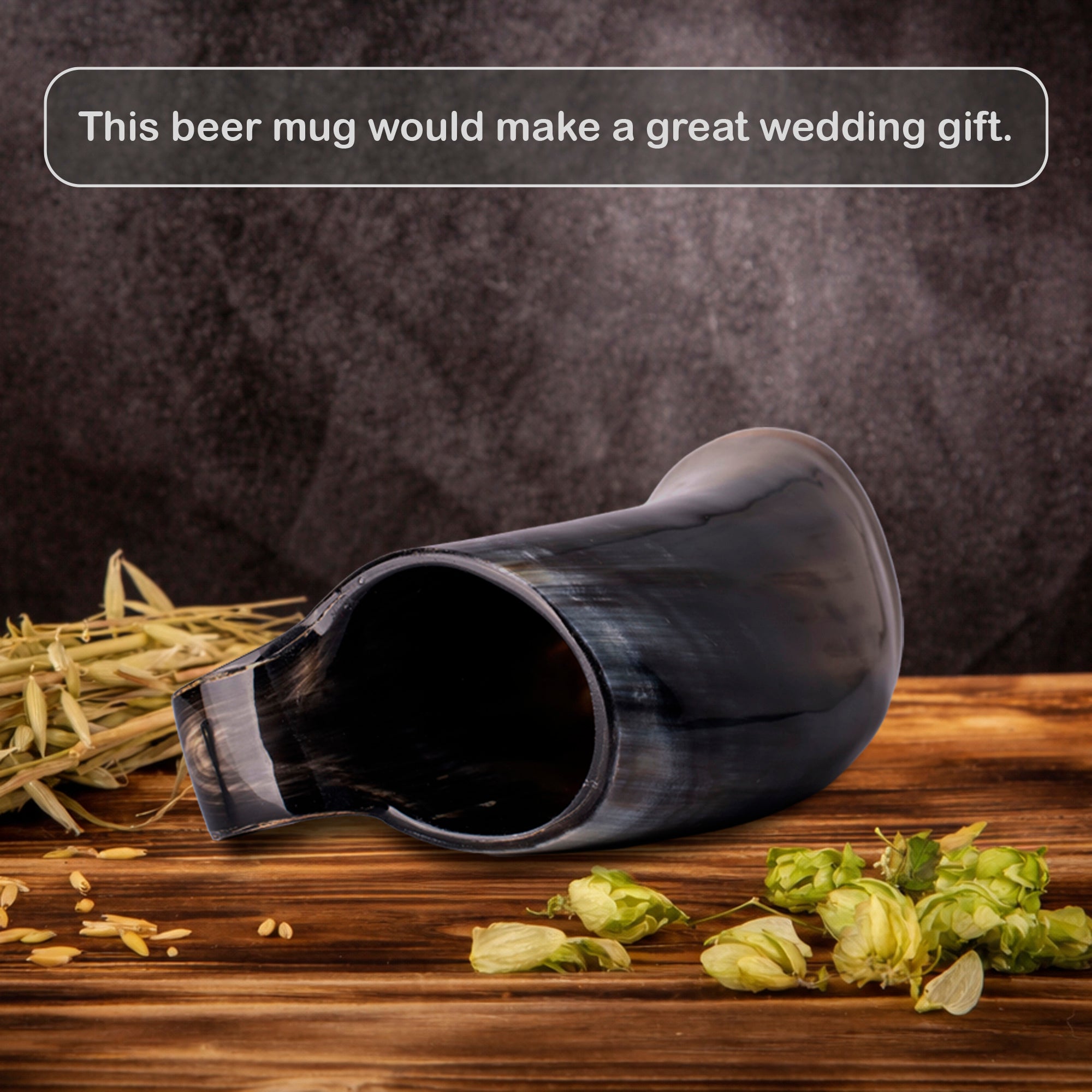Engraved Viking Horn Mug, Beer Stein for Groom & Groomsman, Personalized Wedding Party Tankard