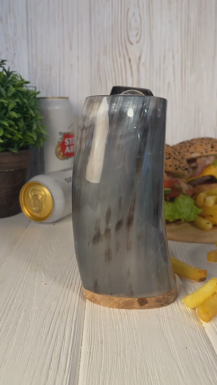 Viking Horn Mug, Custom Beer Stein, Handmade Mug, Engraved Horn Cup, Viking Tankard Gift