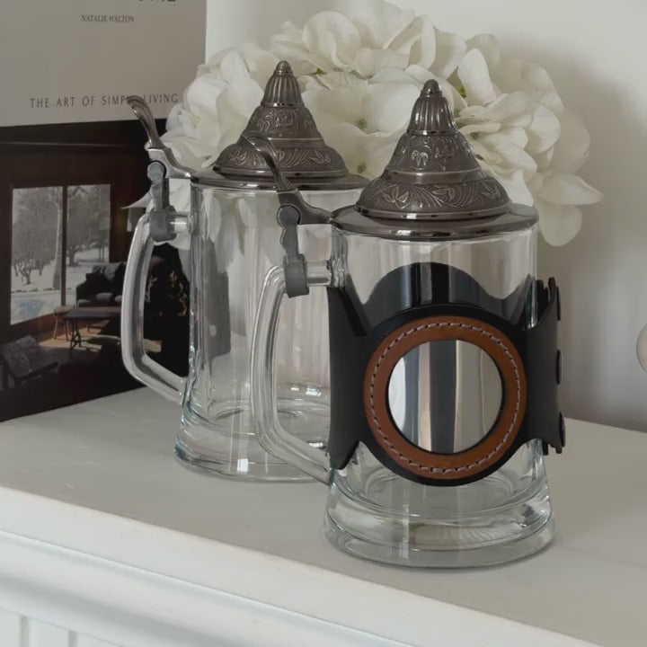 Personalized Glass Beer Mug with Metal Lid, Groomsman & Groom Wedding Gift