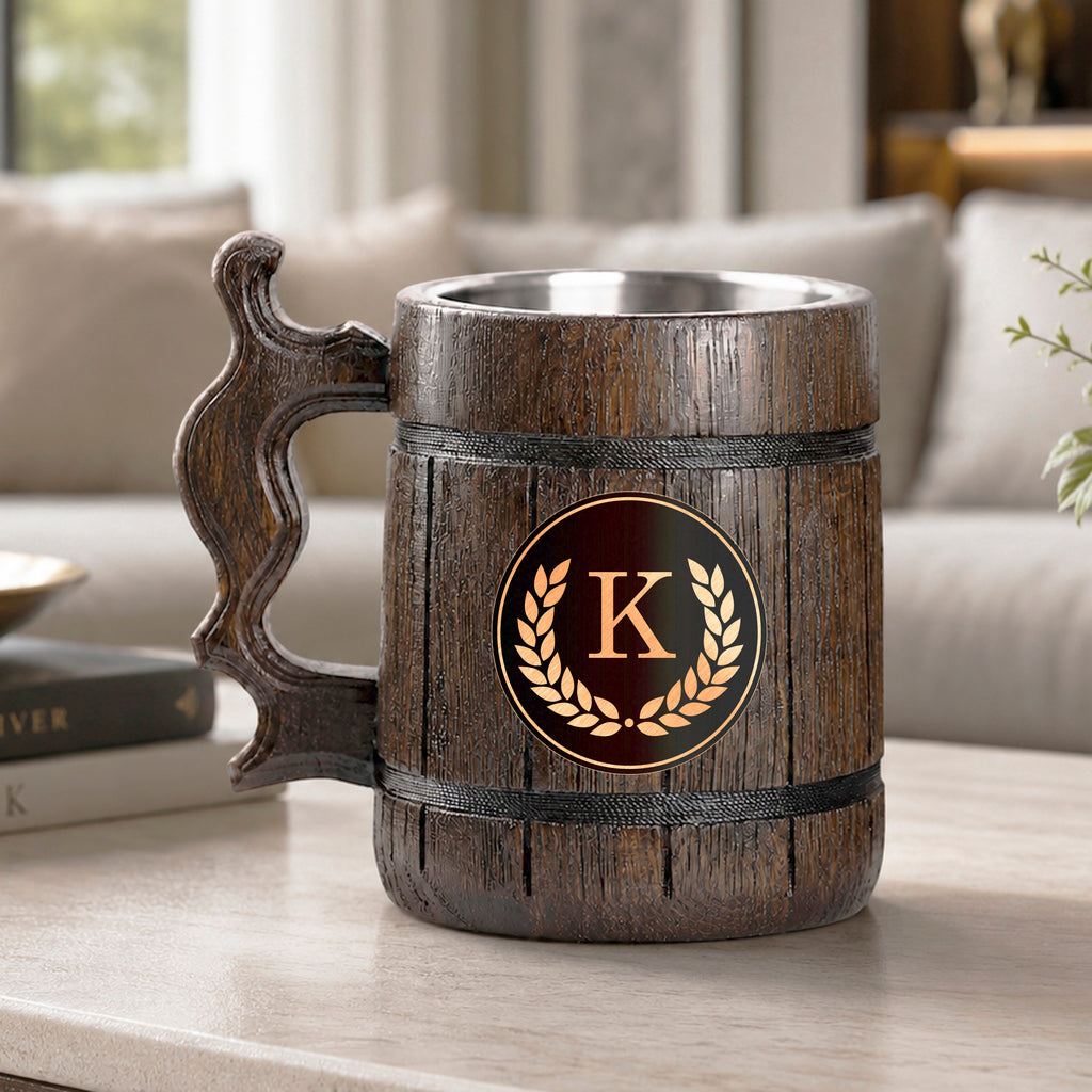 Custom Logo Mug, Engraved Beer Mug, Personalized Wood Chalice, Beer Mug Handle, Beer Mug Set, Monogrammed Beer Stein, Gift for Men