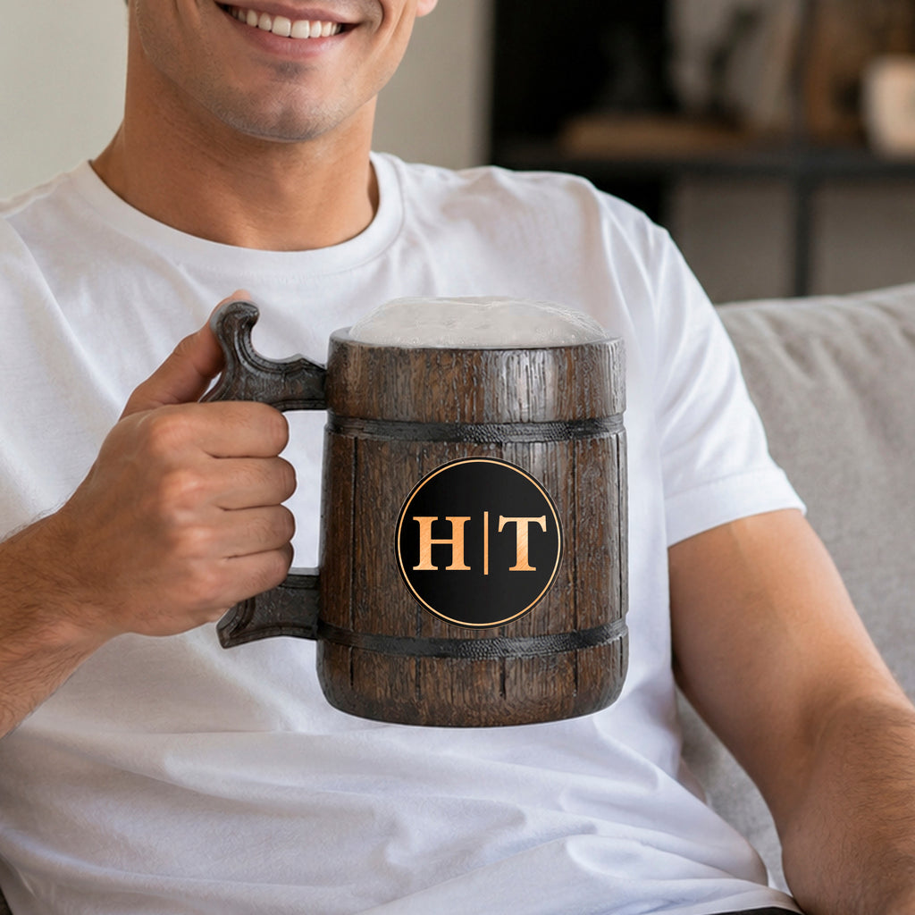 Custom Logo Mug, Engraved Beer Mug, Personalized Wood Chalice, Beer Mug Handle, Beer Mug Set, Monogrammed Beer Stein, Gift for Men