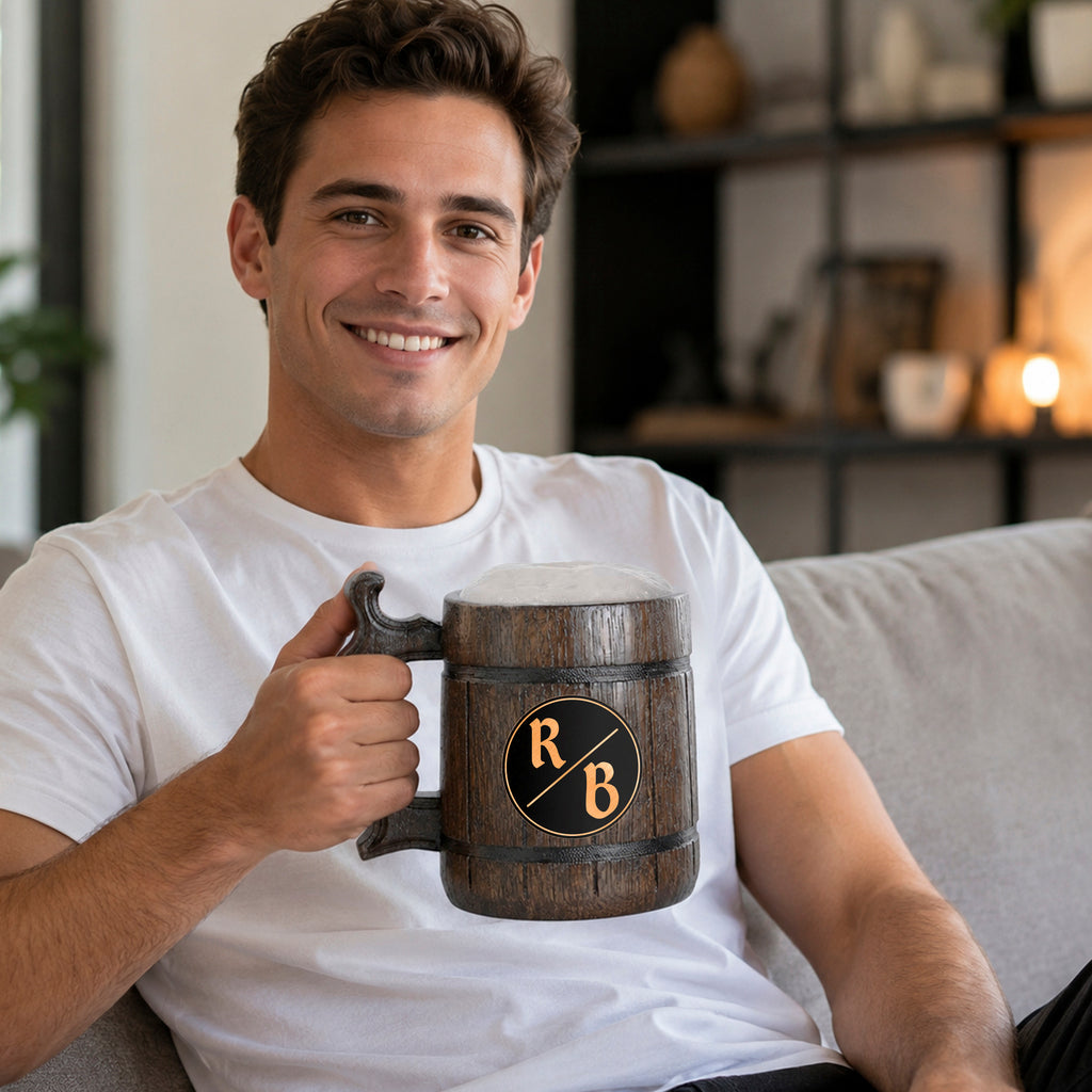 Custom Logo Mug, Engraved Beer Mug, Personalized Wood Chalice, Beer Mug Handle, Beer Mug Set, Monogrammed Beer Stein, Gift for Men