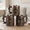 Custom Logo Mug, Engraved Beer Mug, Personalized Wood Chalice, Beer Mug Handle, Beer Mug Set, Monogrammed Beer Stein, Gift for Men