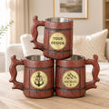 Beer Mug Custom, Engraved Tankard, Custom Beer Stein, Rustic Beer Tankard, Personalized Wood Chalice, Gift for Him