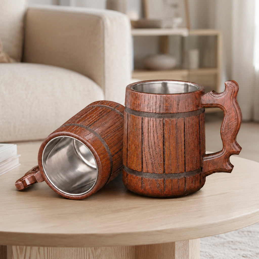 Custom Logo Mug, Engraved Beer Mug, Personalized Wood Chalice, Beer Mug Handle, Beer Mug Set, Monogrammed Beer Stein, Gift for Men