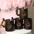 Groomsman Oak Beer Mug with Stainless Steel Insert, Personalized Gift Tankard