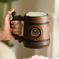 Personalized Oak Beer Mug, Groomsman & Best Man Gift, Wedding Party Favor, Stainless Steel Liner