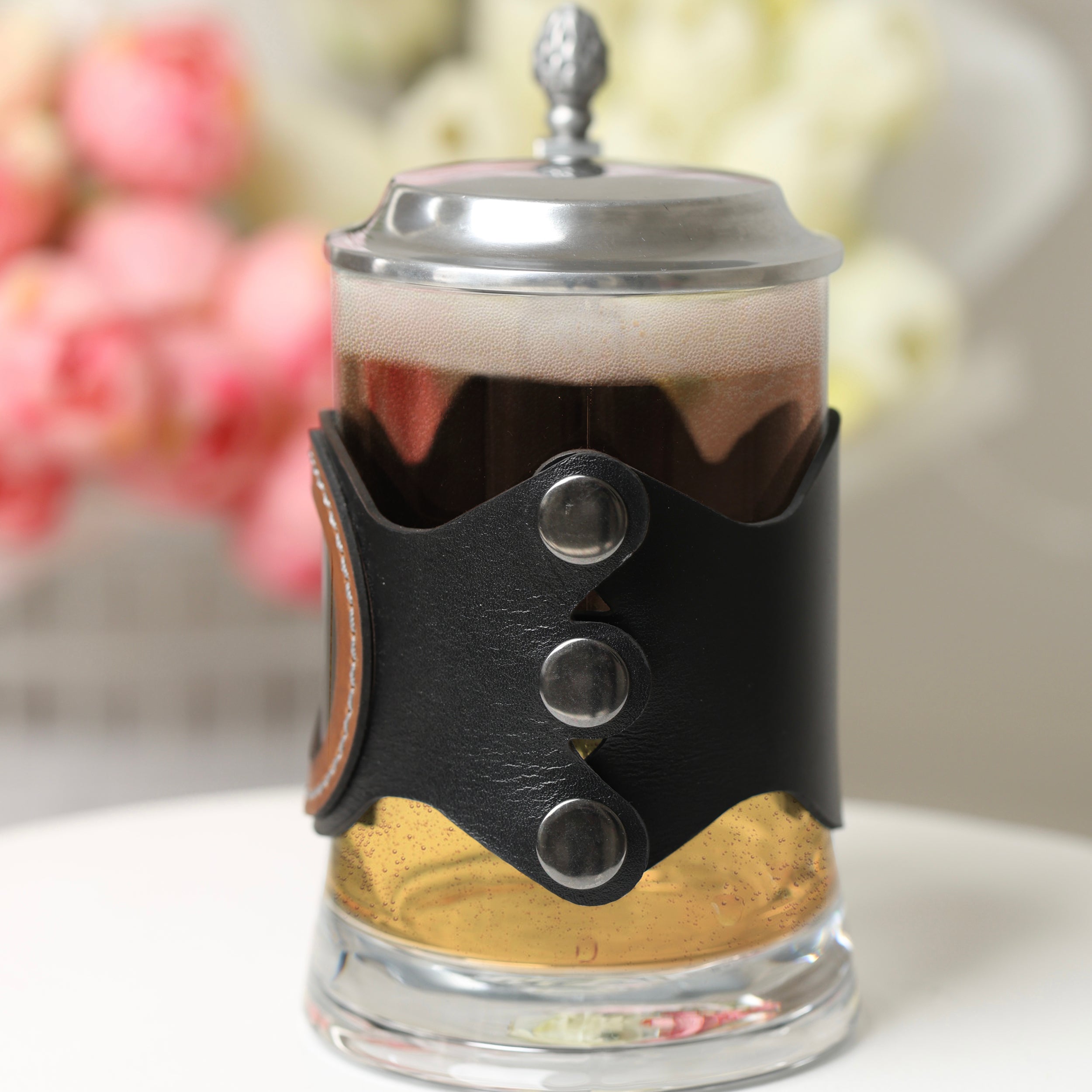 Personalized Glass Beer Mug with Metal Lid, Groomsman & Groom Wedding Gift