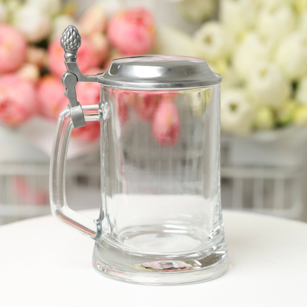 Personalized Glass Beer Mug with Metal Lid, Groomsman & Groom Wedding Gift