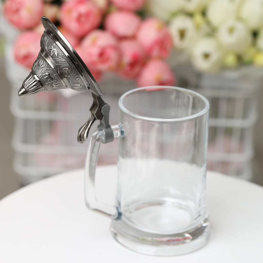 Personalized Glass Beer Mug with Metal Lid, Groomsman & Groom Wedding Gift
