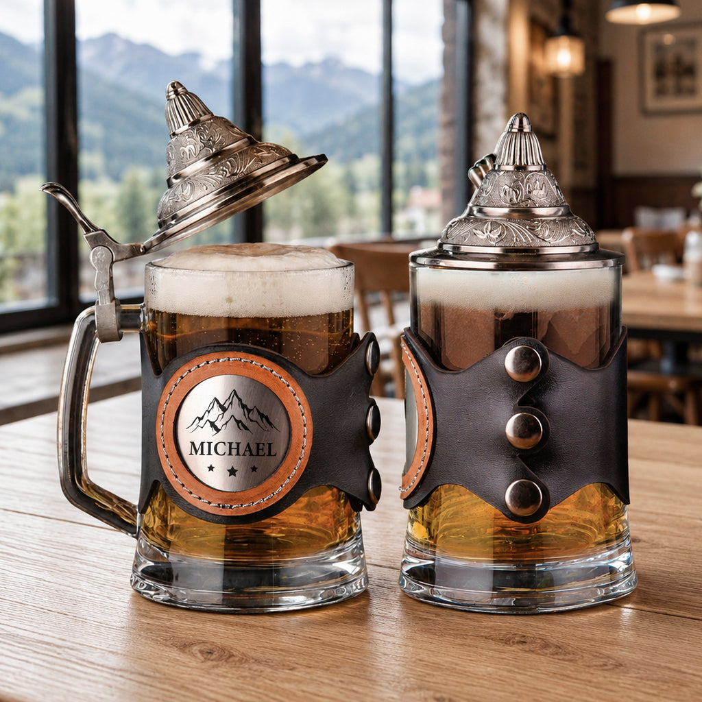 Groomsmen Glasses, Monogrammed Mug, Engraved Tankard, Etched Beer Glasses, German Beer Steins Gift, 500 ml