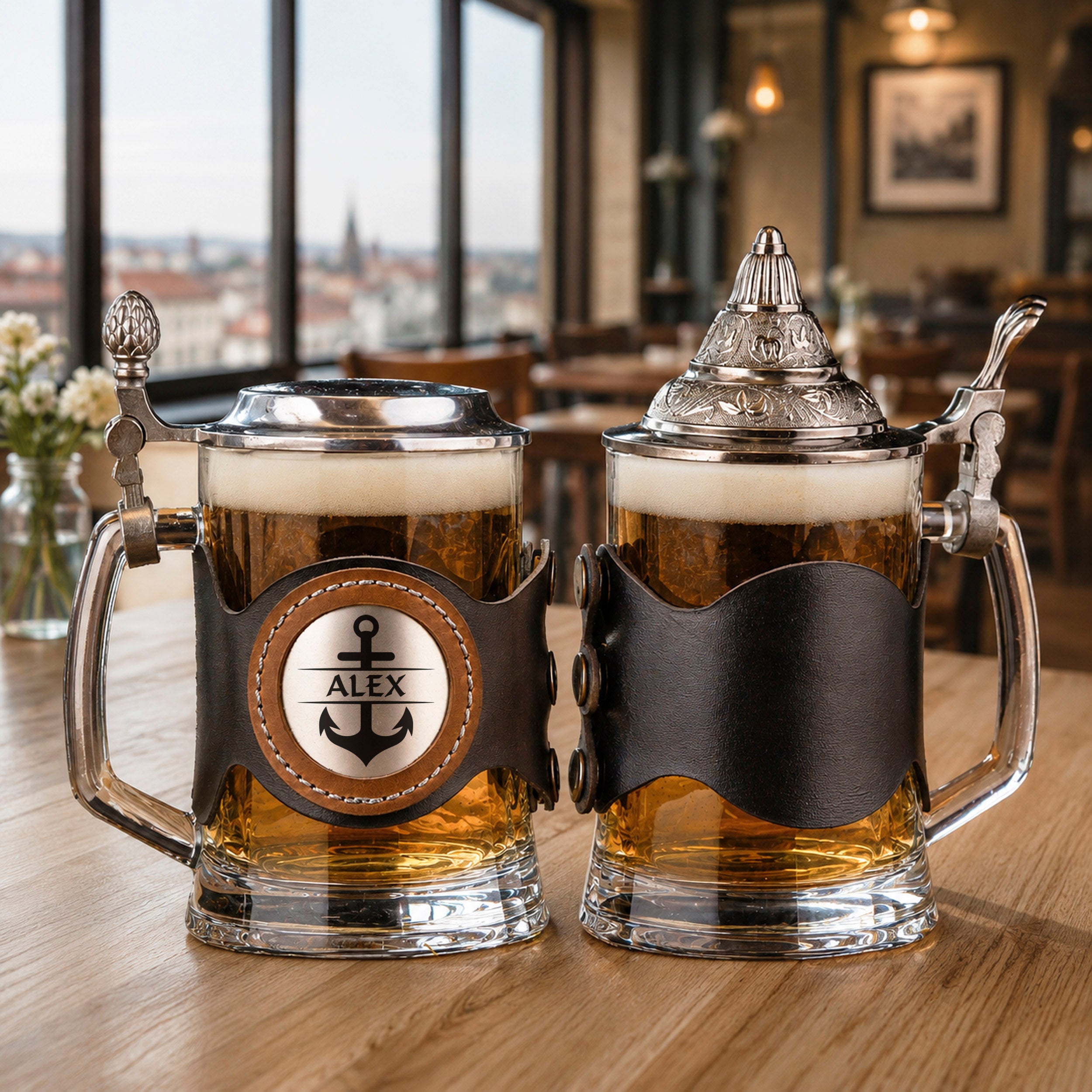 Groomsmen Glasses, Monogrammed Mug, Engraved Tankard, Etched Beer Glasses, German Beer Steins Gift, 500 ml