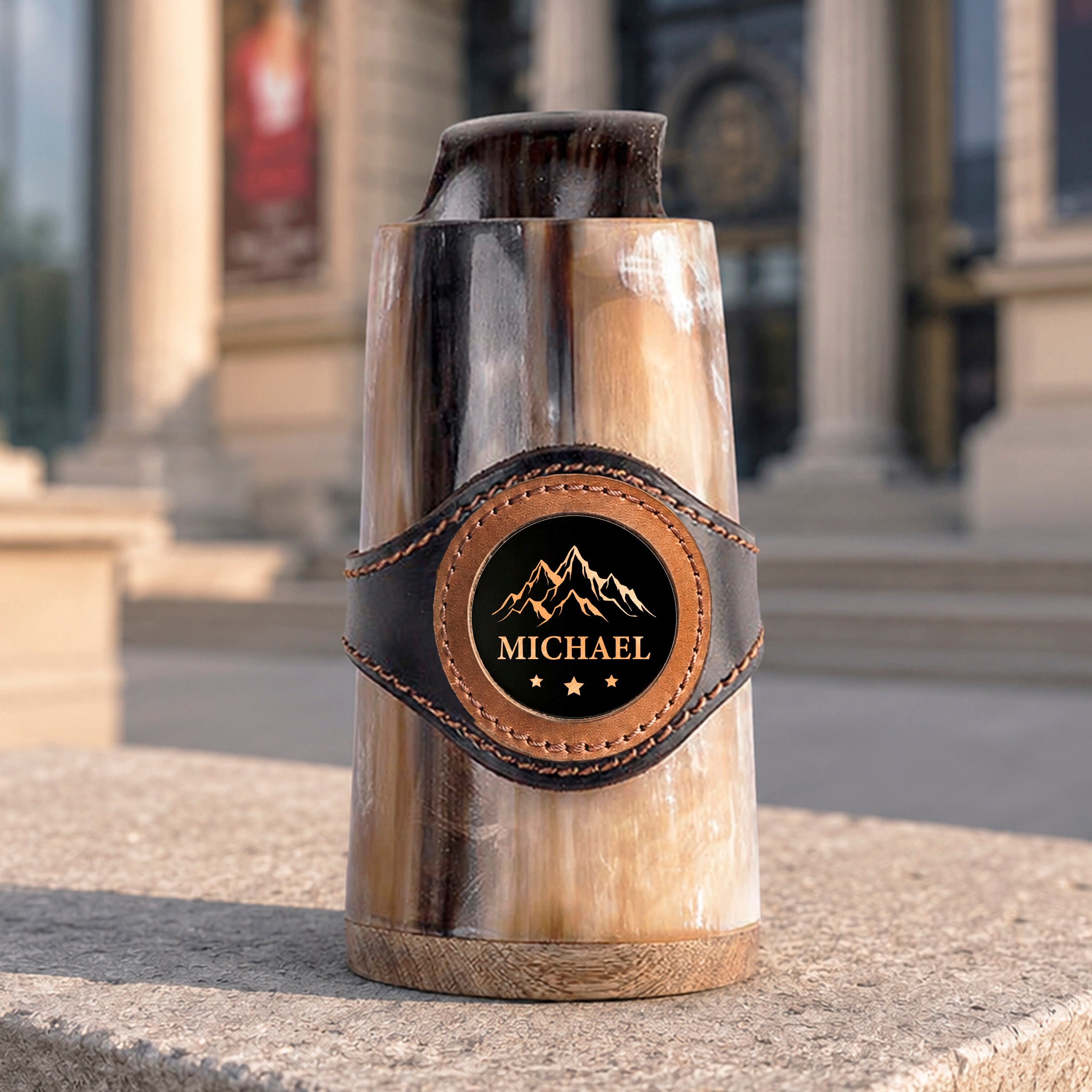 Viking Horn Mug, Custom Beer Stein, Handmade Mug, Engraved Horn Cup, Viking Tankard Gift