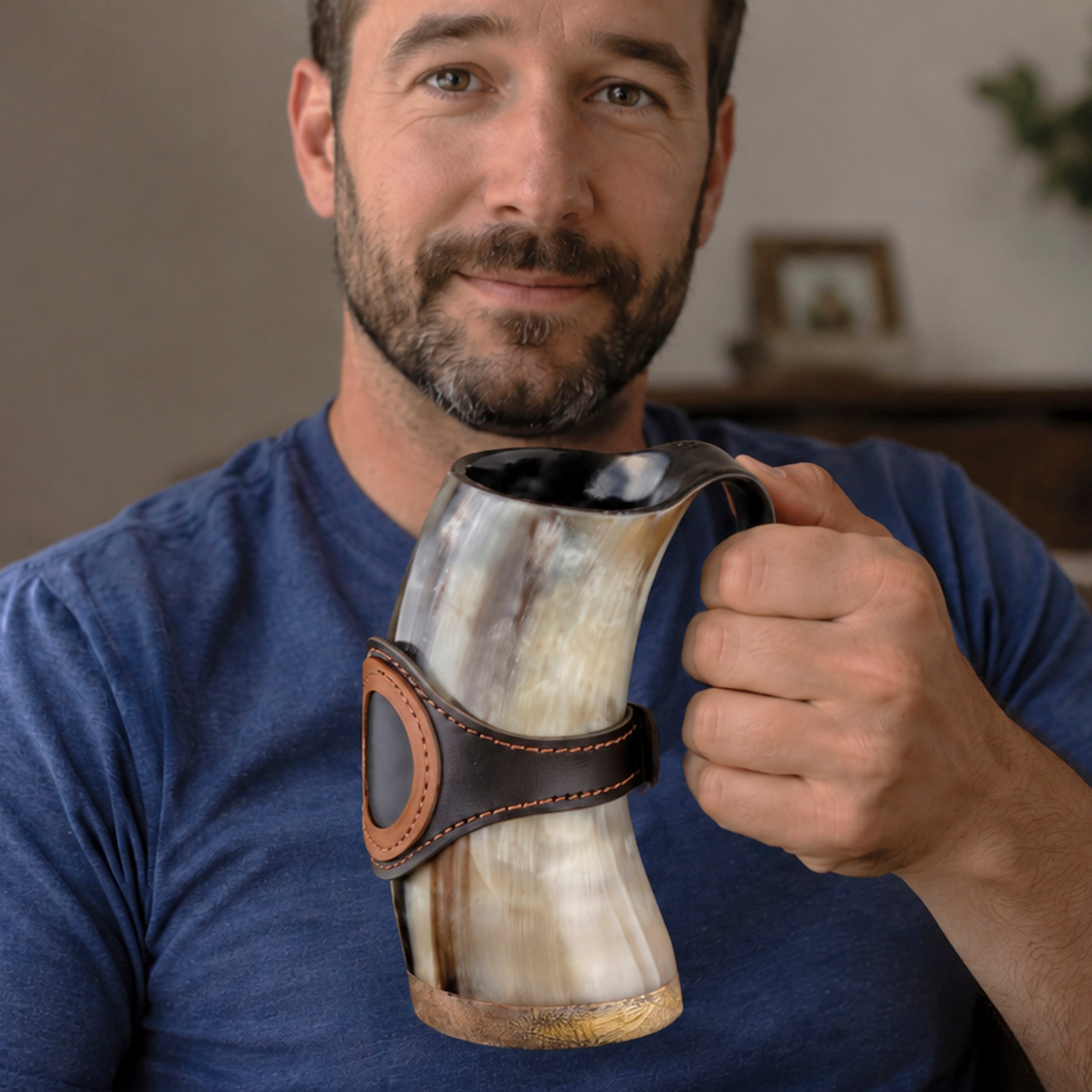 Viking Horn Mug, Custom Beer Stein, Handmade Mug, Engraved Horn Cup, Viking Tankard Gift