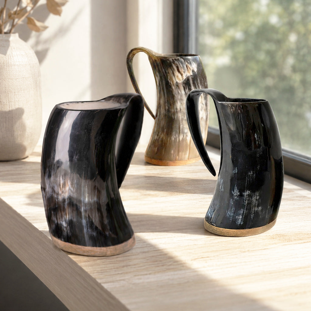 Viking Horn Mug, Custom Beer Stein, Handmade Mug, Engraved Horn Cup, Viking Tankard Gift