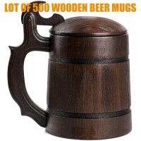 Wholesale. Lot of 500 Wooden Beer Mugs including shipping